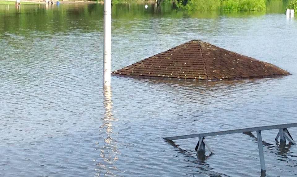 Flooding 'High Water Mark' Pole At Truman State Park Marina